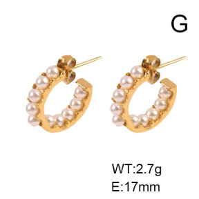 Stainless Steel Earrings  Plastic Imitation Pearls,Handmade Polished  6E3002406bhia-066