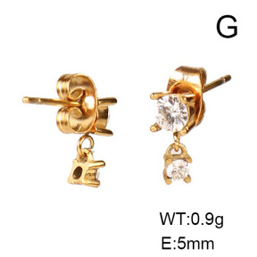 Stainless Steel Earrings  Zircon,Handmade Polished  6E4003341bhia-066