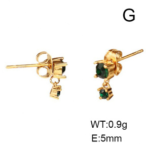 Stainless Steel Earrings  Zircon,Handmade Polished  6E4003342bhia-066