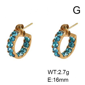 Stainless Steel Earrings  Zircon,Handmade Polished  6E4003347bhia-066