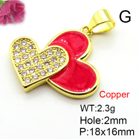 Fashion Copper Pendant  Micro Pave Cubic Zirconia & Enamel  XFPC05704aajl-L024