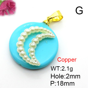 Fashion Copper Pendant  Shell Beads & Plastic Imitation Pearls  XFPC05758aajl-L024