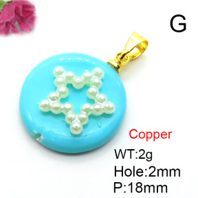 Fashion Copper Pendant  Shell Beads & Plastic Imitation Pearls  XFPC05764aajl-L024