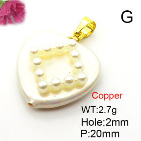 Fashion Copper Pendant  Shell Beads & Plastic Imitation Pearls  XFPC05769aajl-L024