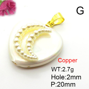 Fashion Copper Pendant  Shell Beads & Plastic Imitation Pearls  XFPC05776aajl-L024