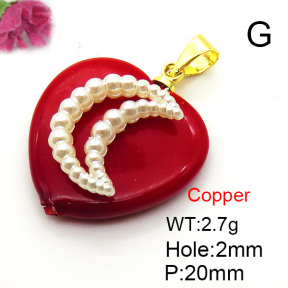 Fashion Copper Pendant  Shell Beads & Plastic Imitation Pearls  XFPC05780aajl-L024