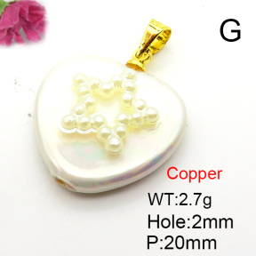 Fashion Copper Pendant  Shell Beads & Plastic Imitation Pearls  XFPC05783aajl-L024