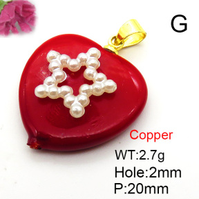 Fashion Copper Pendant  Shell Beads & Plastic Imitation Pearls  XFPC05787aajl-L024