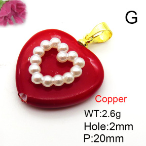 Fashion Copper Pendant  Shell Beads & Plastic Imitation Pearls  XFPC05790aajl-L024