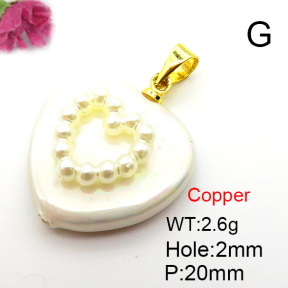 Fashion Copper Pendant  Shell Beads & Plastic Imitation Pearls  XFPC05792aajl-L024