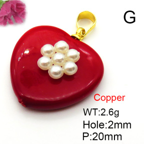 Fashion Copper Pendant  Shell Beads & Plastic Imitation Pearls  XFPC05797aajl-L024
