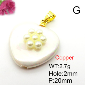 Fashion Copper Pendant  Shell Beads & Plastic Imitation Pearls  XFPC05799aajl-L024