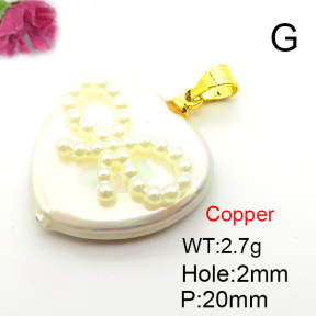 Fashion Copper Pendant  Shell Beads & Plastic Imitation Pearls  XFPC05806aajl-L024
