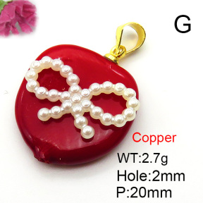 Fashion Copper Pendant  Shell Beads & Plastic Imitation Pearls  XFPC05808aajl-L024