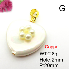Fashion Copper Pendant  Shell Beads & Plastic Imitation Pearls  XFPC05813aajl-L024