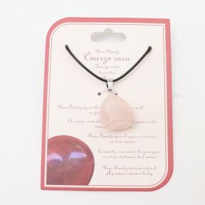 Natural Rose Quartz Stainless Steel Necklace  Rose Quartz  Weight:1g  N:2x450mm+50mm(T)  6N4003488vail-Y008