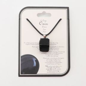 Natural Onyx Stainless Steel Necklace  Onyx  Weight:1g  N:2x450mm+50mm(T)  6N4003489vail-Y008