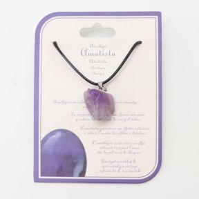 Natural Amethyst Stainless Steel Necklace  Weight:1g  N:2x450mm+50mm(T)  6N4003496vajj-Y008