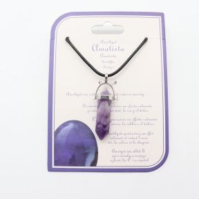 Natural Amethyst Stainless Steel Necklace  Weight:1g  N:2x450mm+50mm(T)  6N4003502aaip-Y008
