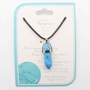Natural Turquoise Stainless Steel Necklace  Turquoise  Weight:1g  N:2x450mm+50mm(T)  6N4003508aaip-Y008