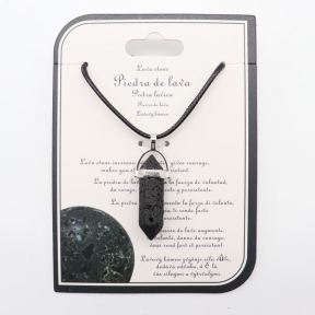 Natural Lava Stone Stainless Steel Necklace  Lava Stone  Weight:1g  N:2x450mm+50mm(T)  6N4003509aaip-Y008