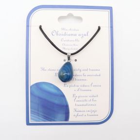Natural Blue Obsidian Stainless Steel Necklace  Blue Obsidian  Weight:1g  N:2x450mm+50mm(T)  6N4003512avja-Y008