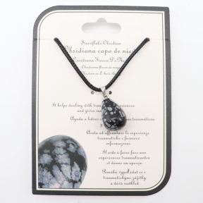 Natural Snowflake Obsidian Stainless Steel Necklace  Weight:1g  N:2x450mm+50mm(T)  6N4003513avjo-Y008