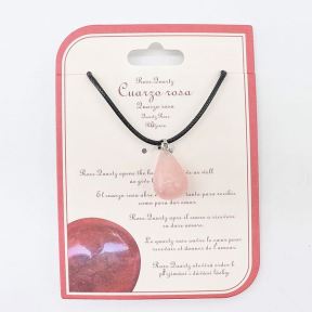 Natural Rose Quartz Stainless Steel Necklace  Weight:1g  N:2x450mm+50mm(T)  6N4003518avjo-Y008