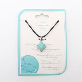 Synthetic Turquoise Stainless Steel Necklace  Weight:1g  N:2x450mm+50mm(T)  6N4003547aajm-Y008