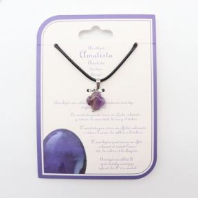 Natural Amethyst Stainless Steel Necklace  Weight:1g  N:2x450mm+50mm(T)  6N4003552aajm-Y008