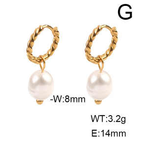 Stainless Steel Earrings  Cultured Freshwater Pearls,Handmade Polished  6E3002407bhia-066