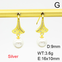 925 Silver Earrings  Shell Beads & Zircon  JUSE60046vhom-925