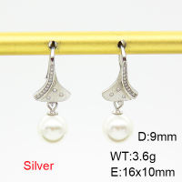 925 Silver Earrings  Shell Beads & Zircon  JUSE60047vhom-925