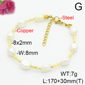 Fashion Copper Bracelet  Cultured Freshwater Pearls  F6B300644vhha-908