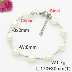 Fashion Copper Bracelet  Cultured Freshwater Pearls  F6B300645bhbl-908