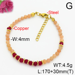 Fashion Copper Bracelet  Sunstone & Jade  F6B404843ahjb-908