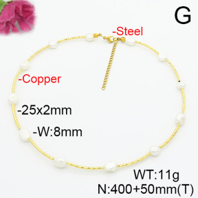 Fashion Copper Necklace  Cultured Freshwater Pearls  F6N300710vhkb-908