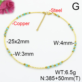 Fashion Copper Necklace  Amazonite & Hematite  F6N403753ahlv-908