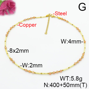 Fashion Copper Necklace  Sunstone & Hematite  F6N403759vhmv-908