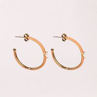 Stainless Steel Earrings  Zircon & Enamel,Handmade Polished  Half Hoop  PVD Vacuum plating gold  E:30mm  GEE000417vhkb-066
