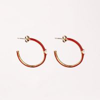 Stainless Steel Earrings  Zircon & Enamel,Handmade Polished  Half Hoop  PVD Vacuum plating gold  E:30mm  GEE000418vhkb-066