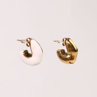 Stainless Steel Earrings  Enamel,Handmade Polished  L Shape  PVD Vacuum plating gold  E:22x20mm  GEE000423bhia-066