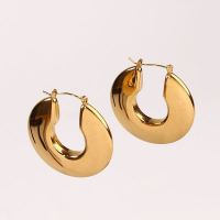 Stainless Steel Earrings  Handmade Polished  Hoop  PVD Vacuum plating gold  E:40mm  GEE000425vhmv-066
