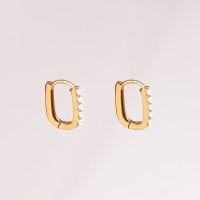 Stainless Steel Earrings  Plastic Imitation Pearls,Handmade Polished  Oval  PVD Vacuum plating gold  E:14x12mm  GEE000441bhia-066