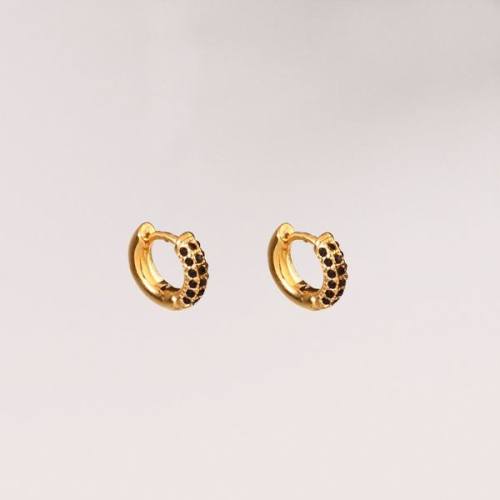 Stainless Steel Earrings  Czech Stones,Handmade Polished  Hoop  PVD Vacuum plating gold  E:12mm  GEE000449bhia-066