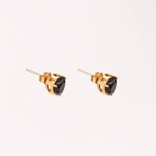 Stainless Steel Earrings  Zircon,Handmade Polished  Heart  PVD Vacuum plating gold  E:9mm  GEE000452bhva-066