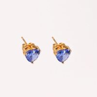 Stainless Steel Earrings  Zircon,Handmade Polished  Heart  PVD Vacuum plating gold  E:9mm  GEE000457bhva-066