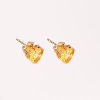 Stainless Steel Earrings  Zircon,Handmade Polished  Heart  PVD Vacuum plating gold  E:9mm  GEE000458bhva-066