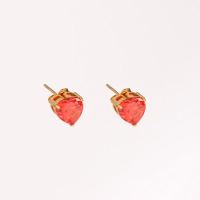 Stainless Steel Earrings  Zircon,Handmade Polished  Heart  PVD Vacuum plating gold  E:9mm  GEE000461bhva-066