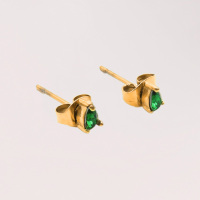 Stainless Steel Earrings  Zircon,Handmade Polished  Water Droplets  PVD Vacuum plating gold  E:5x4mm  GEE000475bhva-066